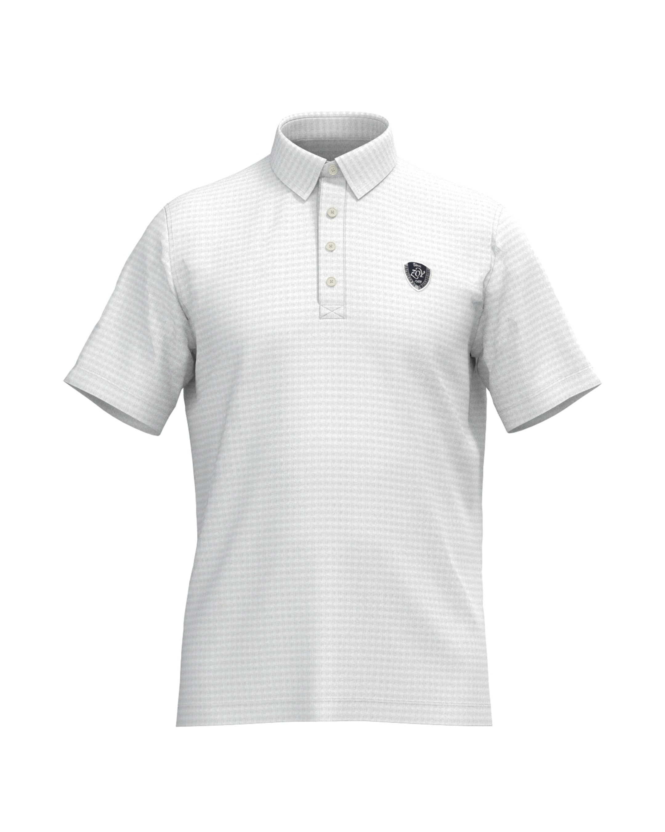 MEN HGJQニットギンガム 半袖シャツ ホワイト