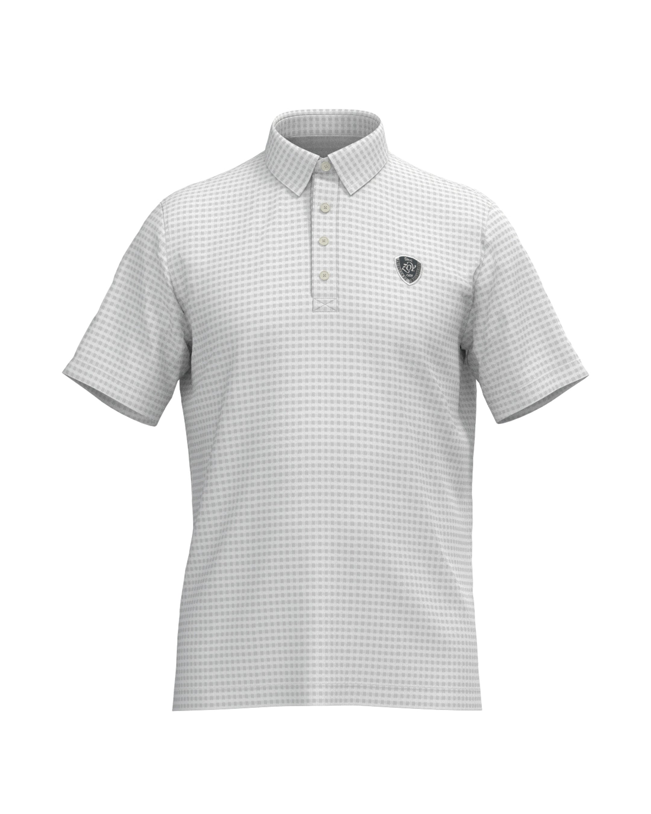 MEN HGJQニットギンガム 半袖シャツ ライトグレー