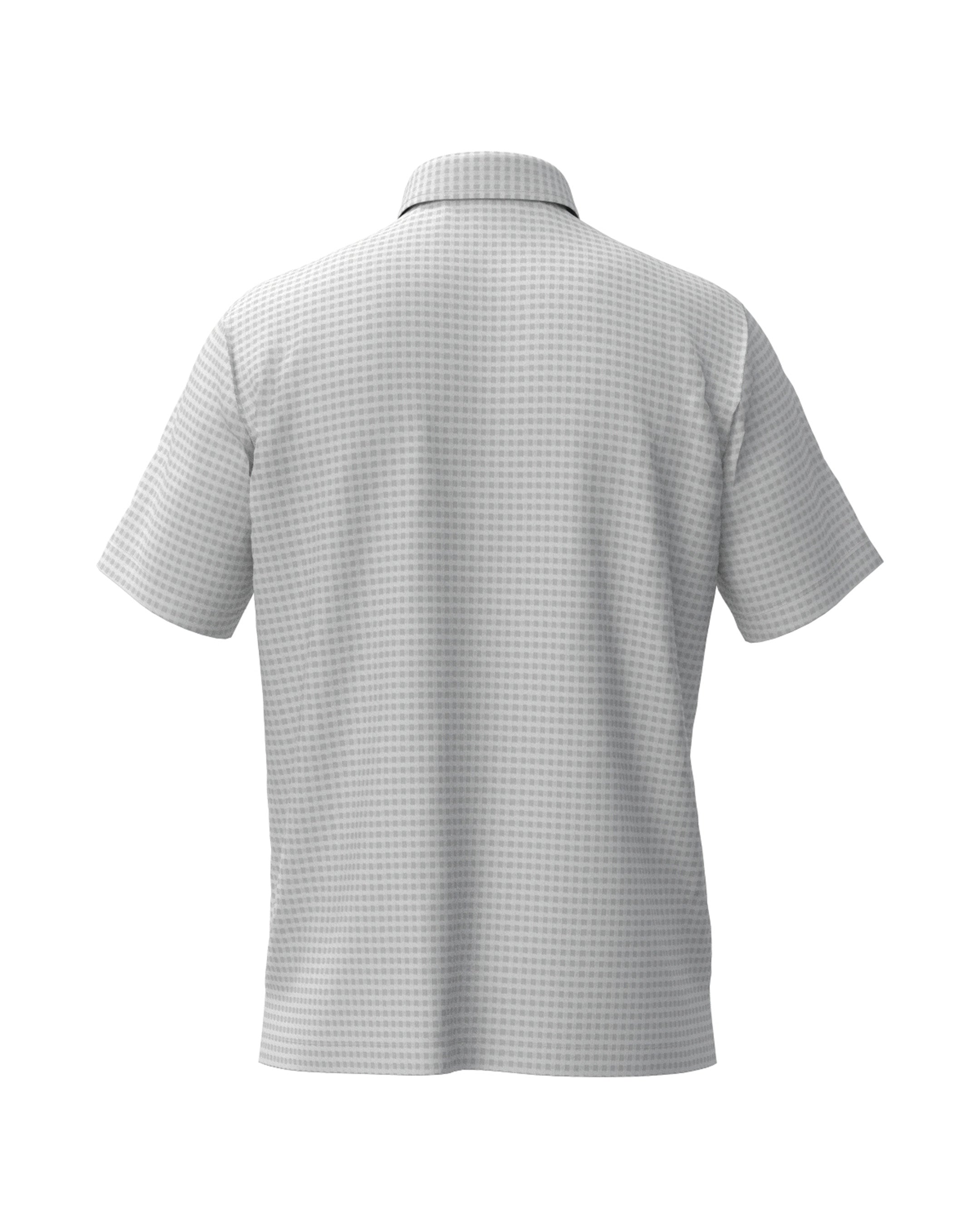 MEN HGJQニットギンガム 半袖シャツ ライトグレー