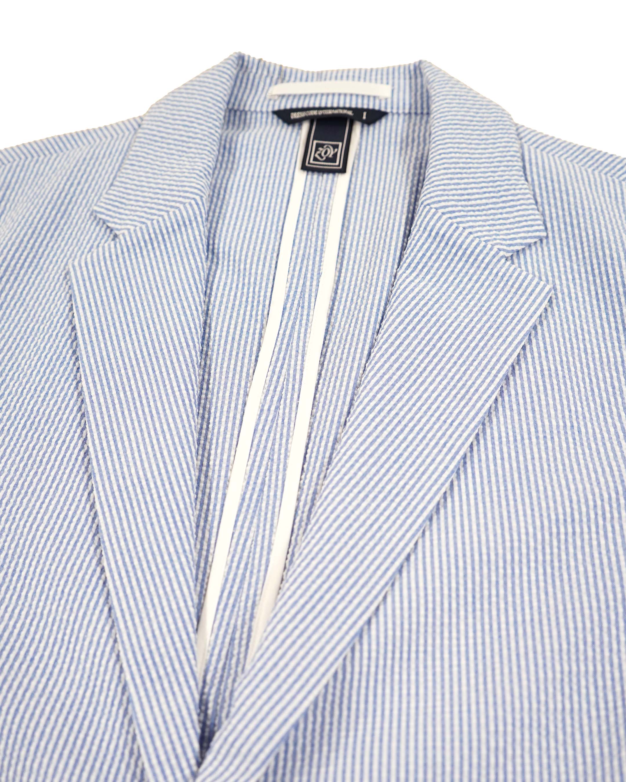 MEN ストライプサッカー ジャケット ブルー