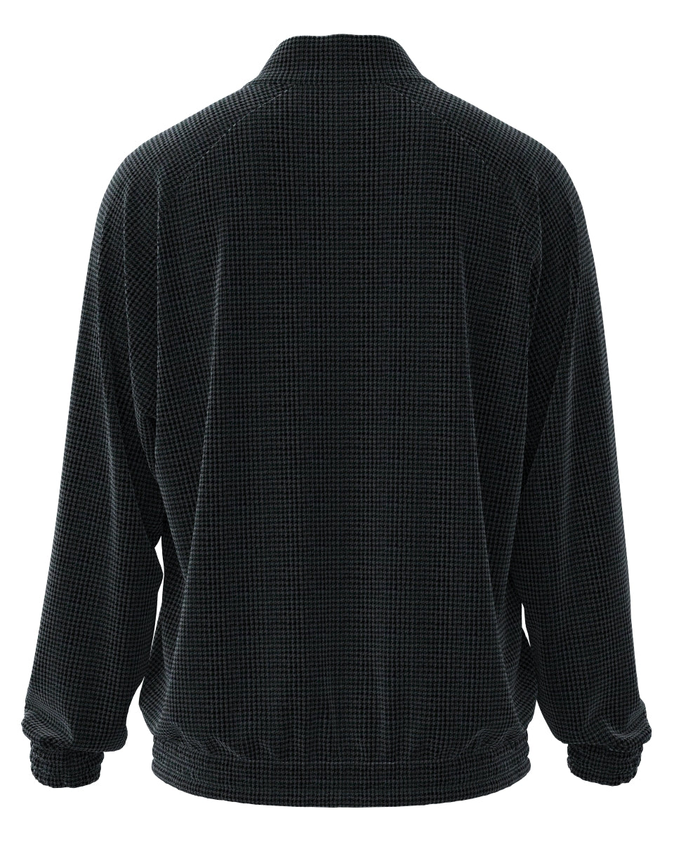MEN VELVET KNIT 千鳥プリント ブルゾン ダークブルーグレー