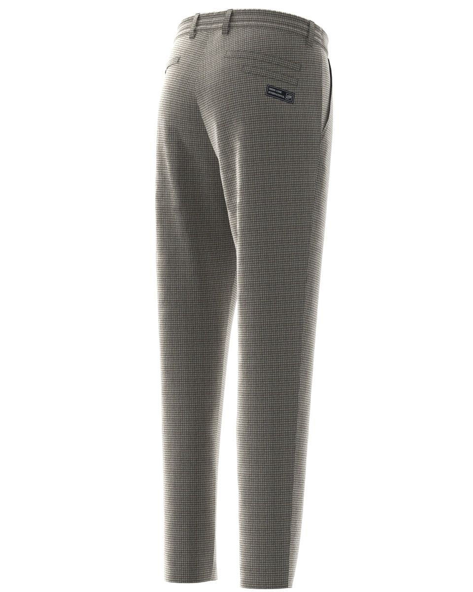 MEN VELVET KNIT 千鳥プリント ロングパンツ グレージュ