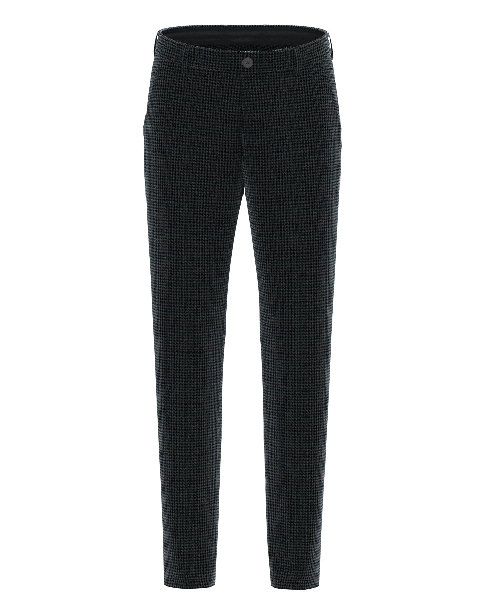 MEN VELVET KNIT 千鳥プリント ロングパンツ ダークブルーグレー