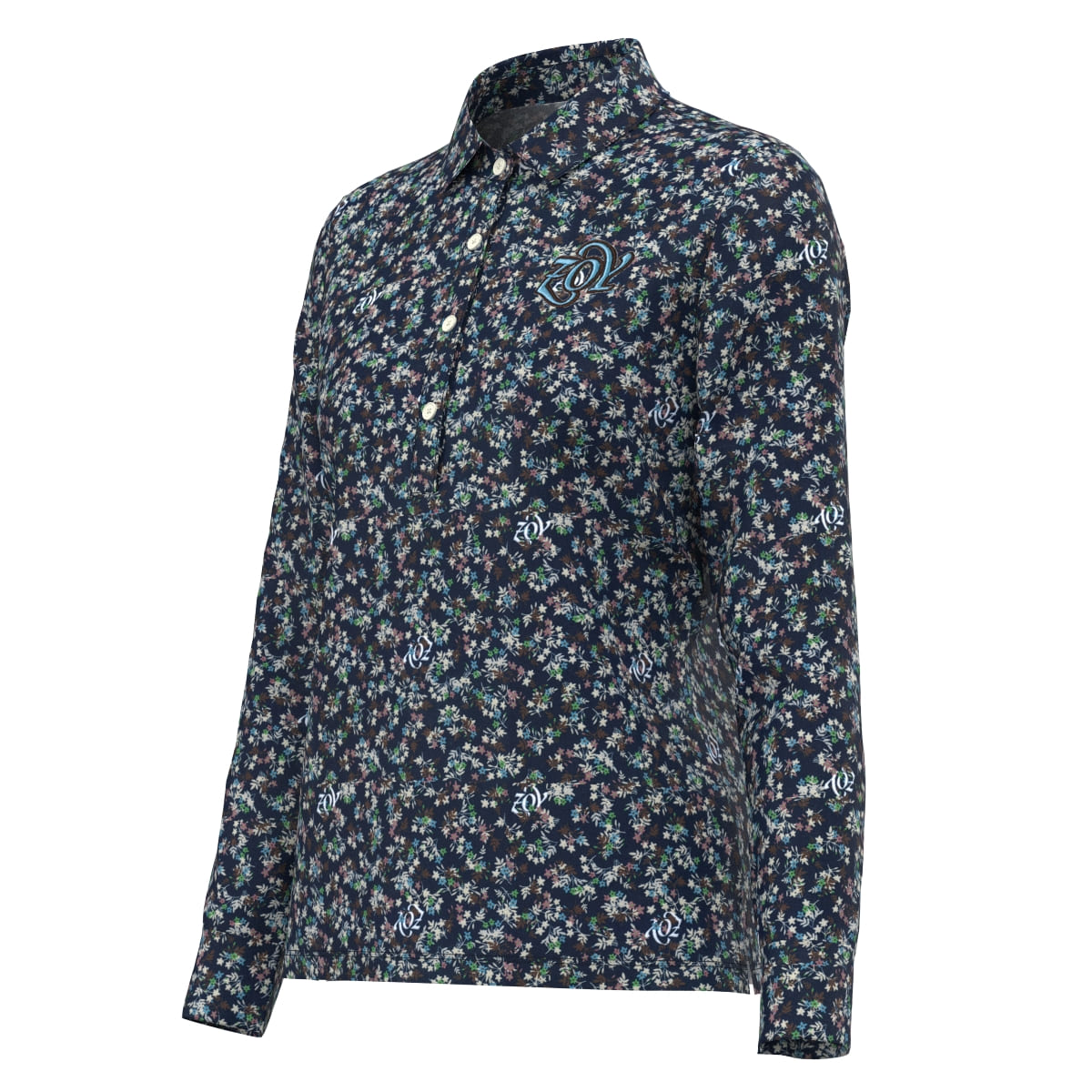 Women's Floral Print Long Sleeve Shirt in Navy