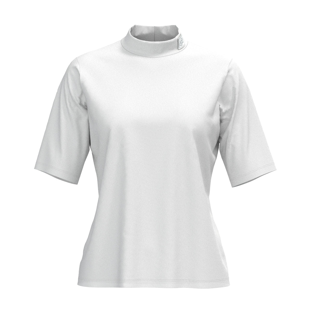 WOMEN ナイロン鹿の子ストレッチ 半袖シャツ ホワイト