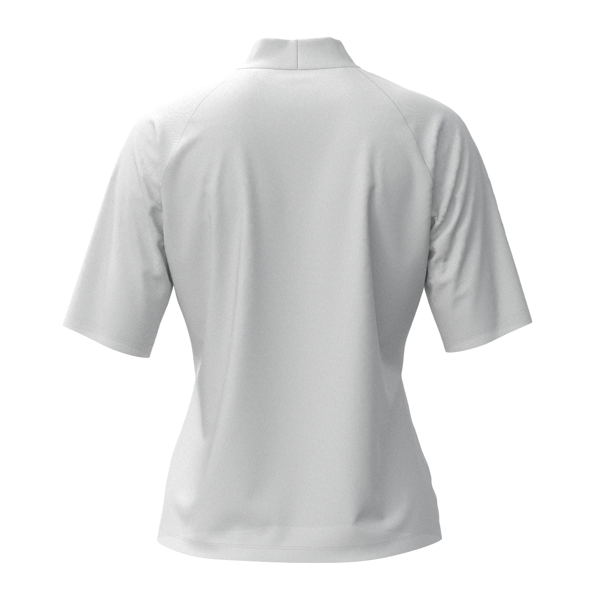 WOMEN ナイロン鹿の子ストレッチ 半袖シャツ ホワイト