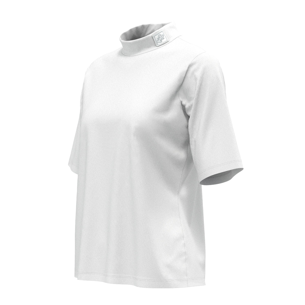 WOMEN ナイロン鹿の子ストレッチ 半袖シャツ ホワイト