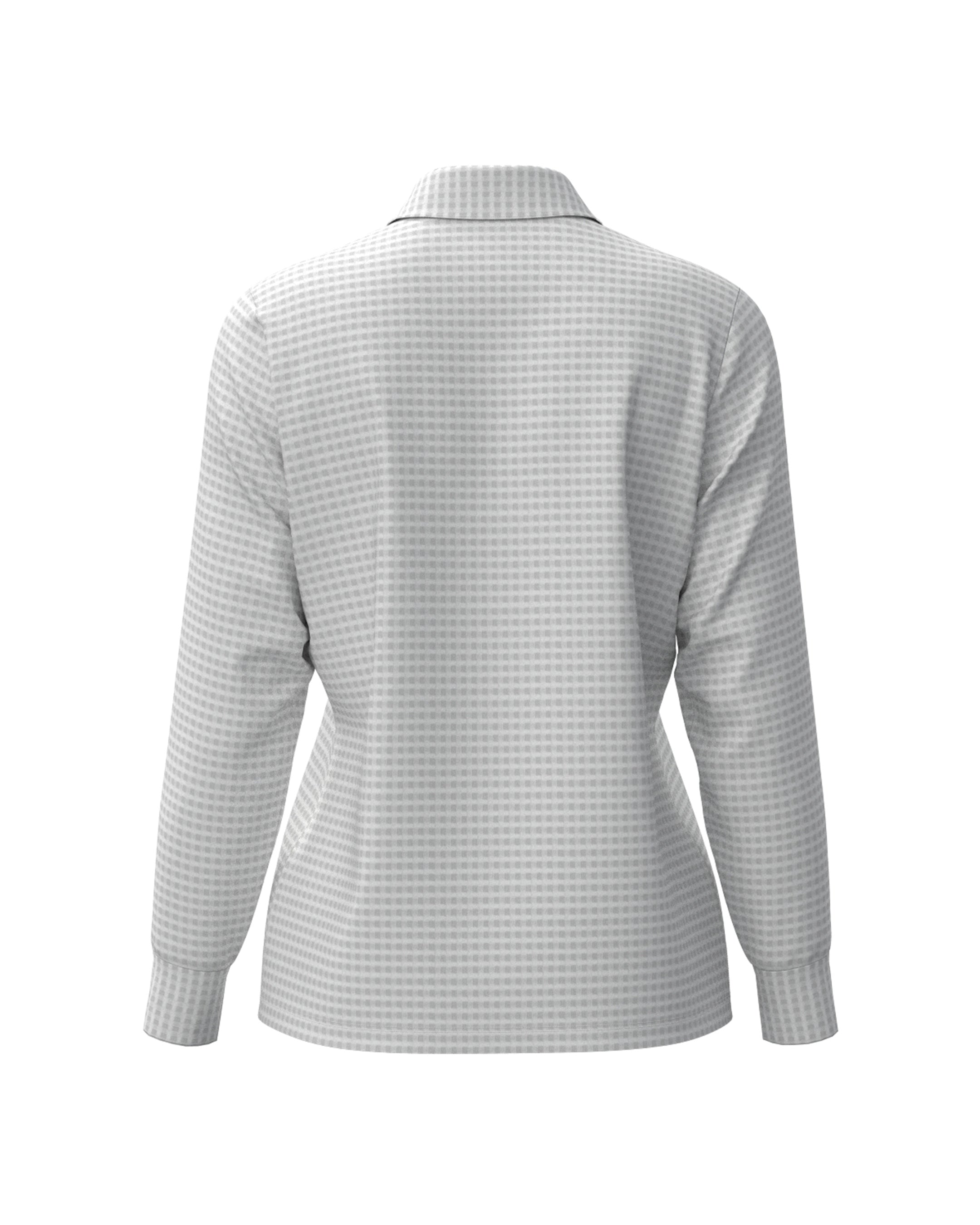 WOMEN HGJQニットギンガム 長袖シャツ ライトグレー