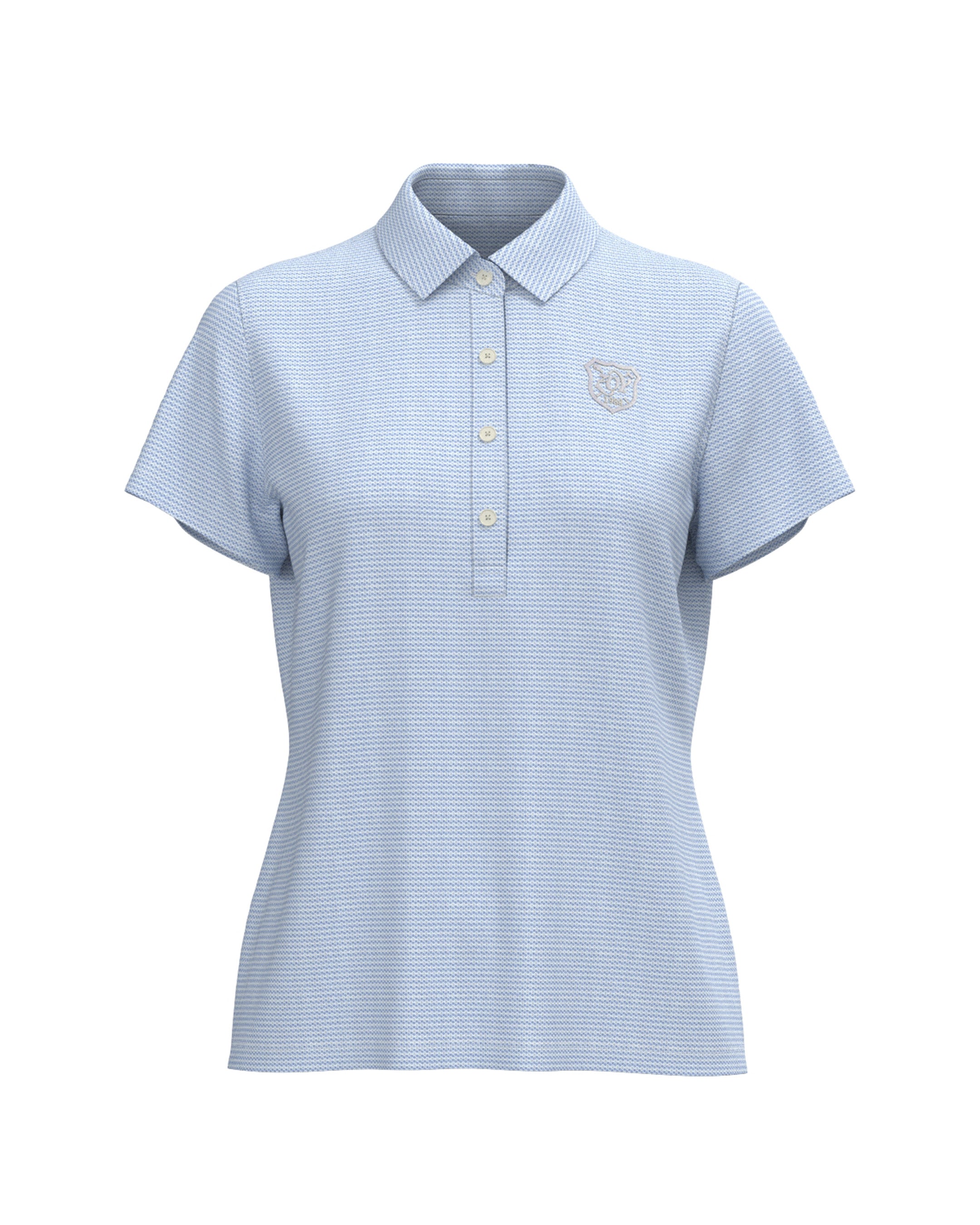 WOMEN COOLMAXハニカムボーダー 半袖シャツ ブルー