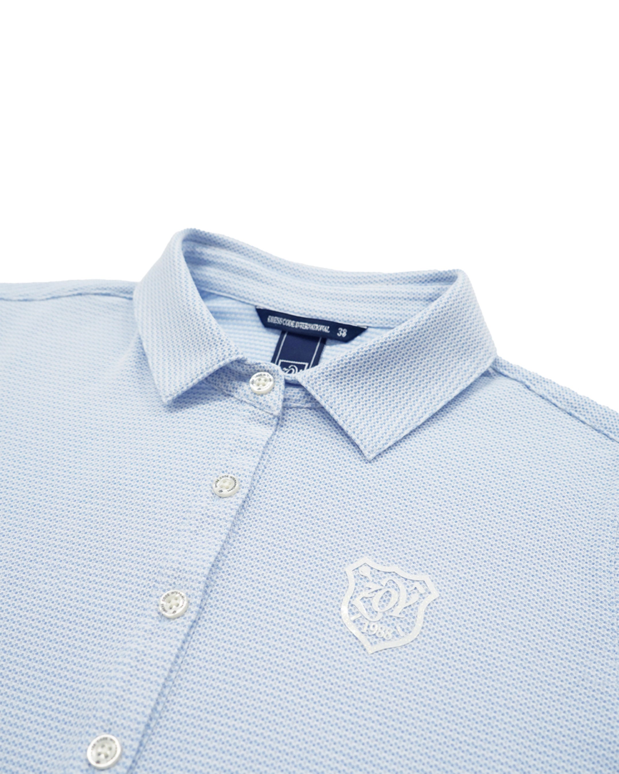 WOMEN COOLMAXハニカムボーダー 半袖シャツ ブルー