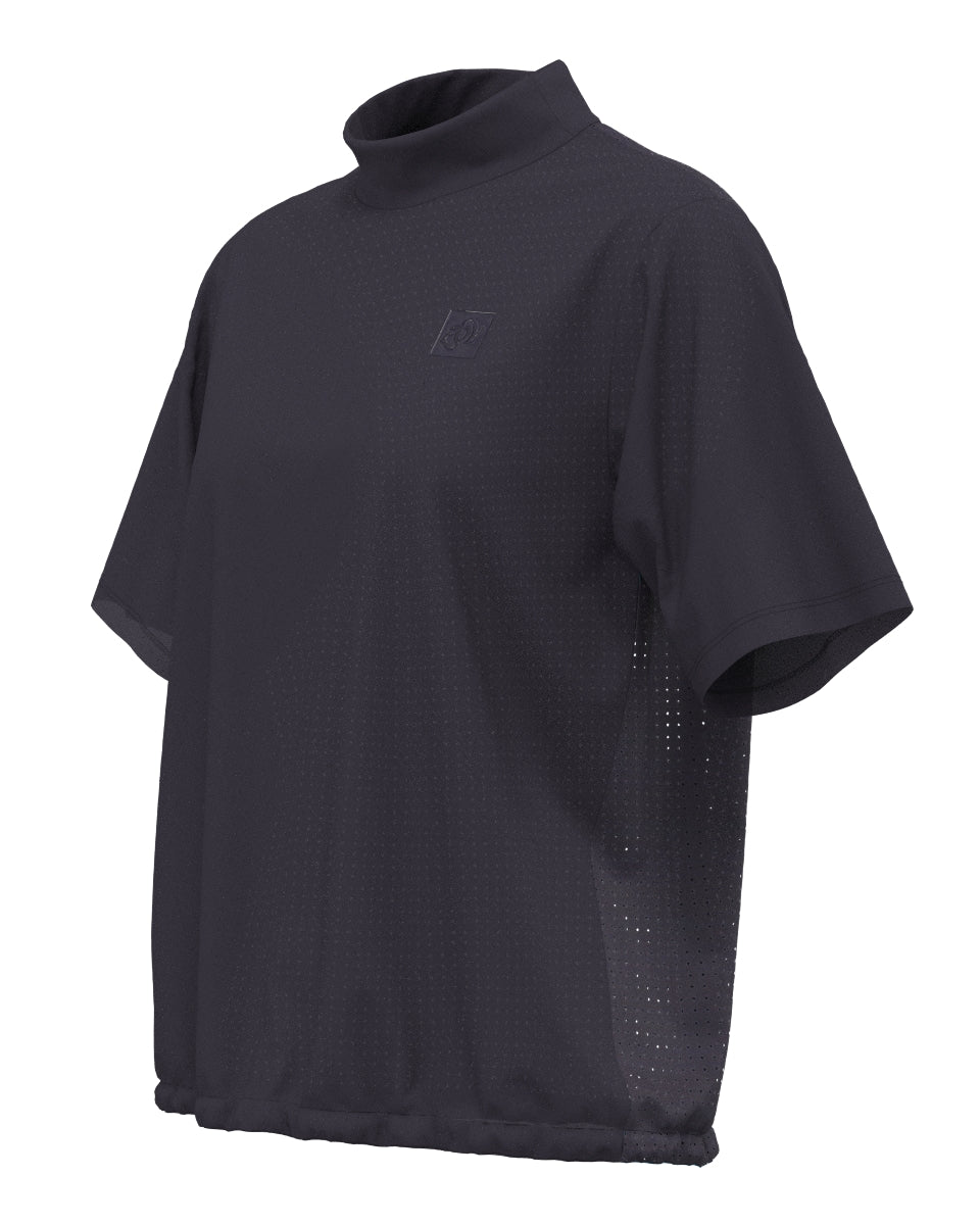 WOMEN SENSITIVE TINTO/UNITO Short Sleeve Mock Neck Shirt Eggplant