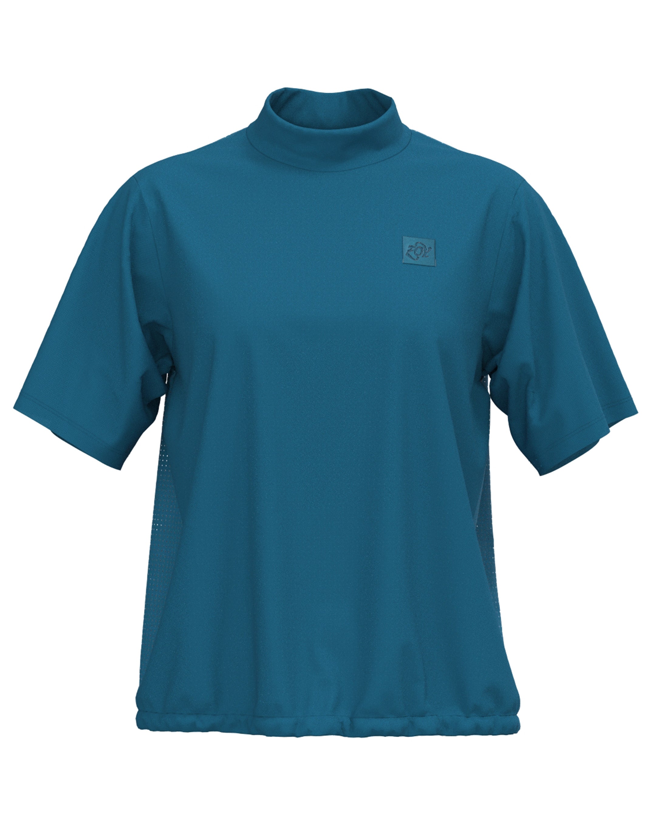 WOMEN SENSITIVE TINTO/UNITO Short-Sleeve Mock Neck Shirt Marine Blue