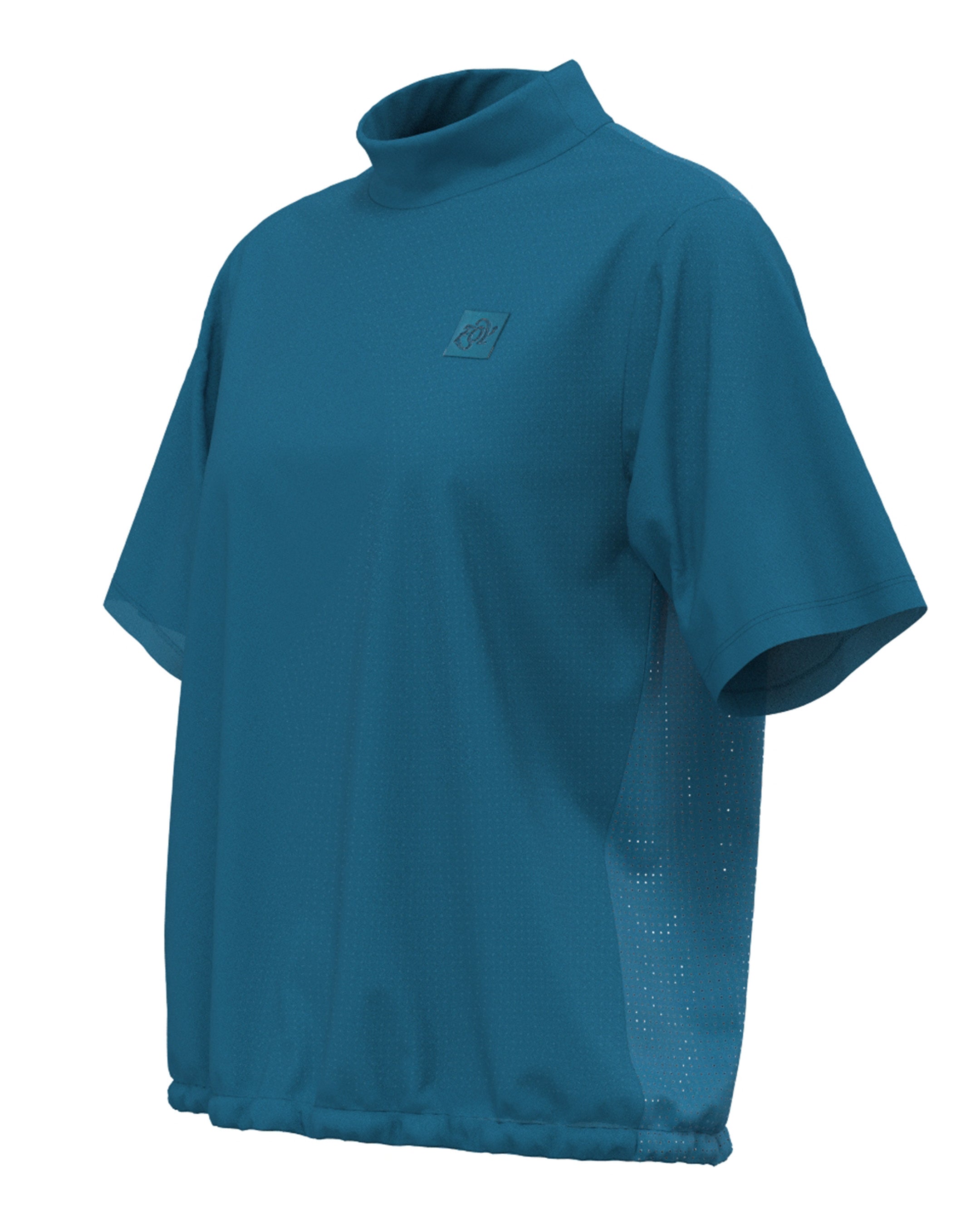 WOMEN SENSITIVE TINTO/UNITO Short-Sleeve Mock Neck Shirt Marine Blue