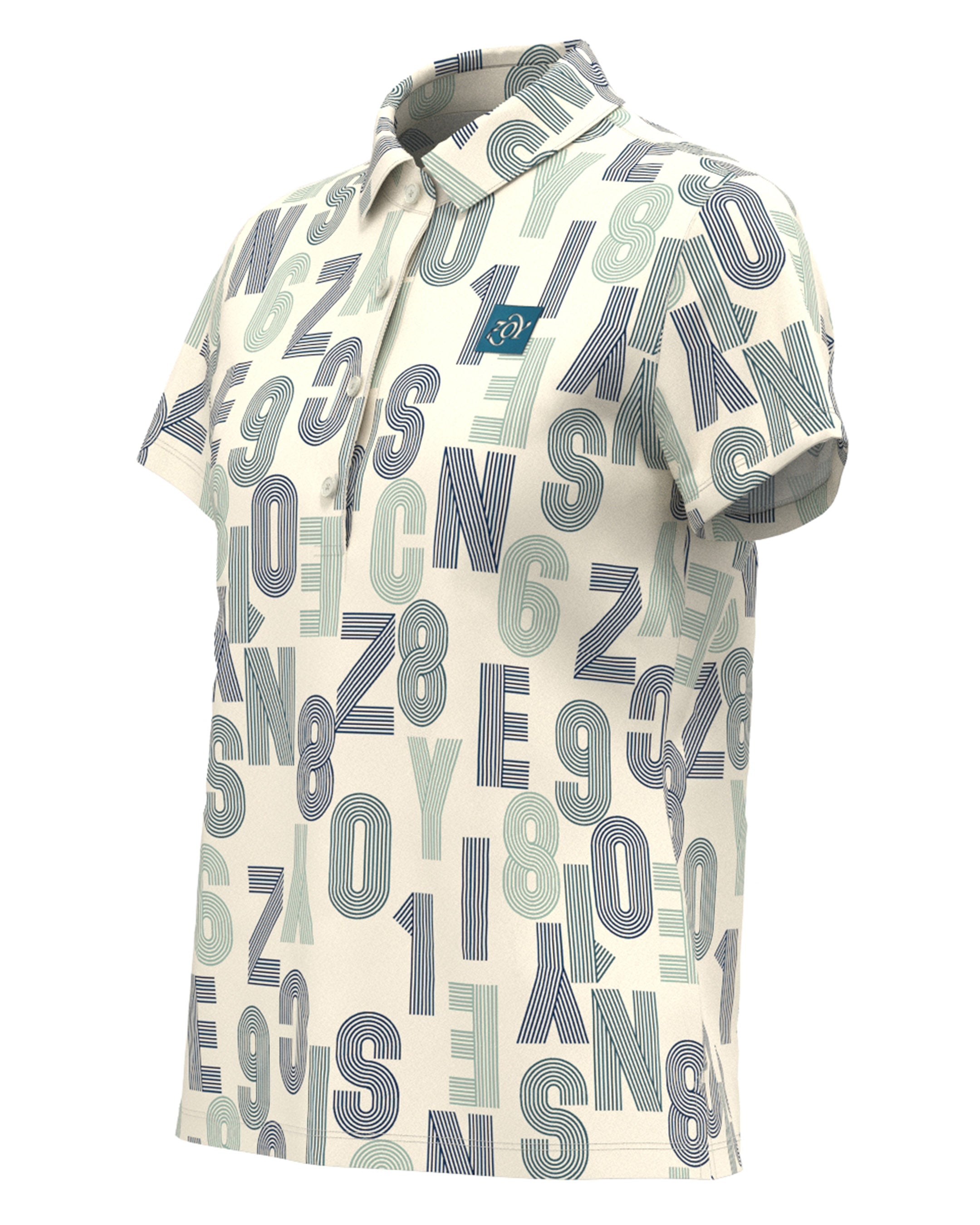 WOMEN Truck Logo Printed Short Sleeve Polo Shirt Marine Blue