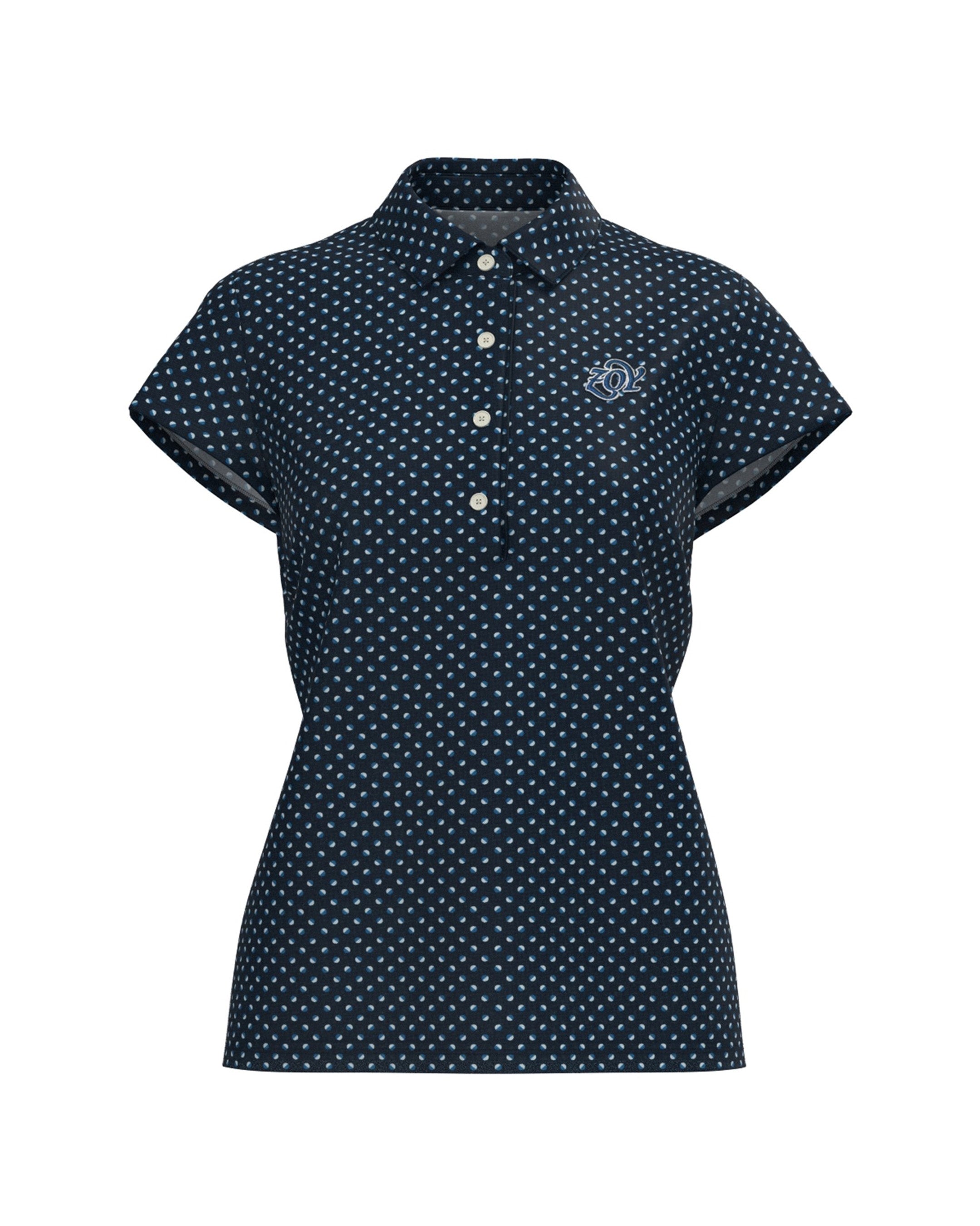 WOMEN カラードッツPT 半袖シャツ ネイビー