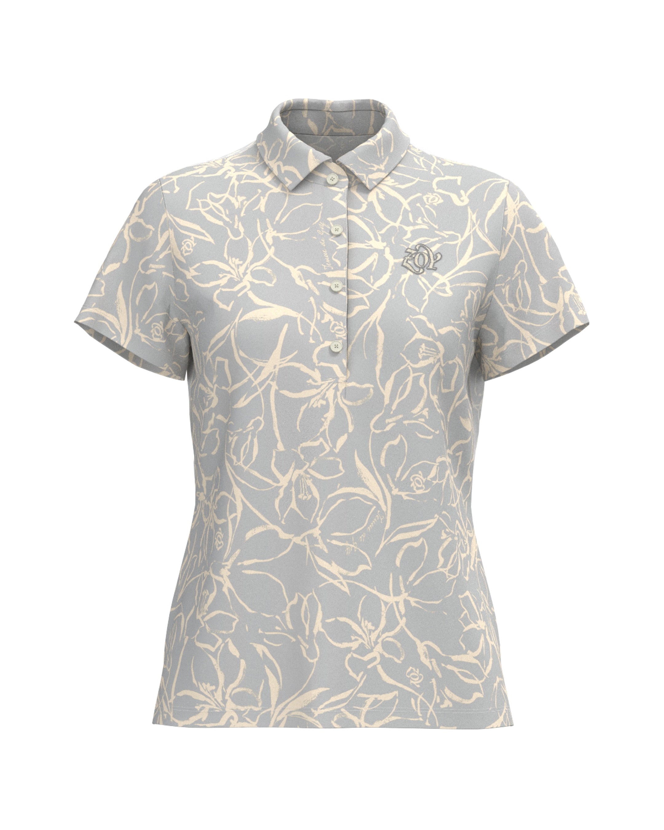 WOMEN アートフラワーPT 半袖シャツ グレー