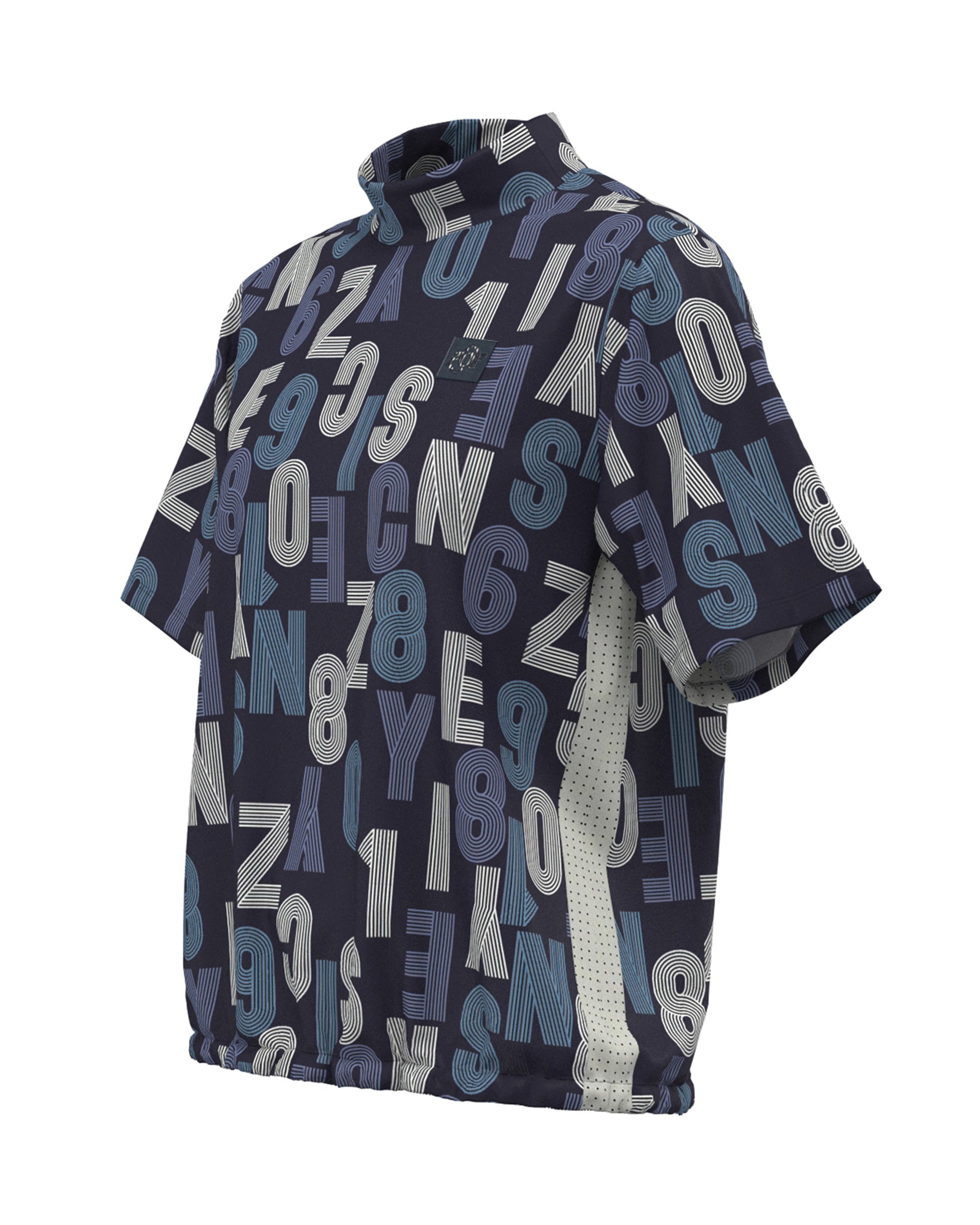 WOMEN Track Logo Print Short Sleeve Mock Neck Shirt Eggplant