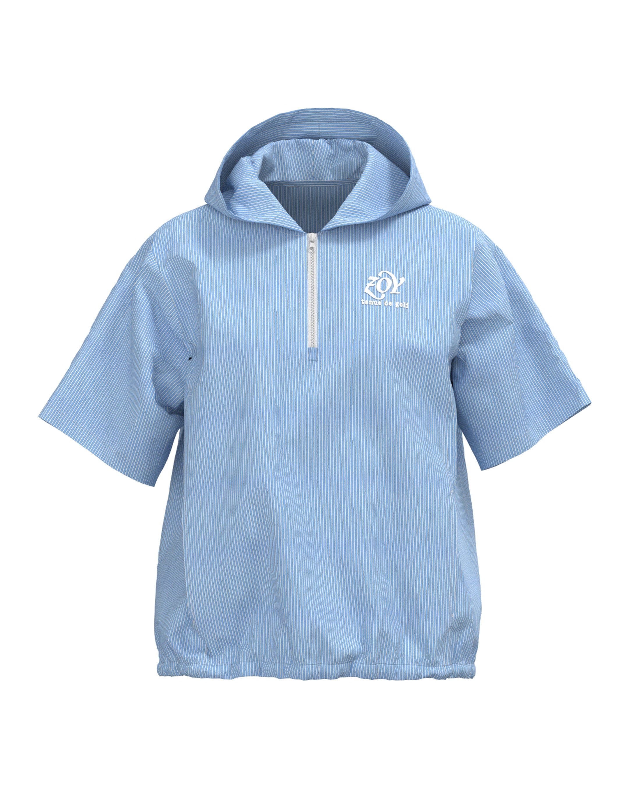 WOMEN FUNCTIONAL TYPEWRITER 半袖シャツ サックス