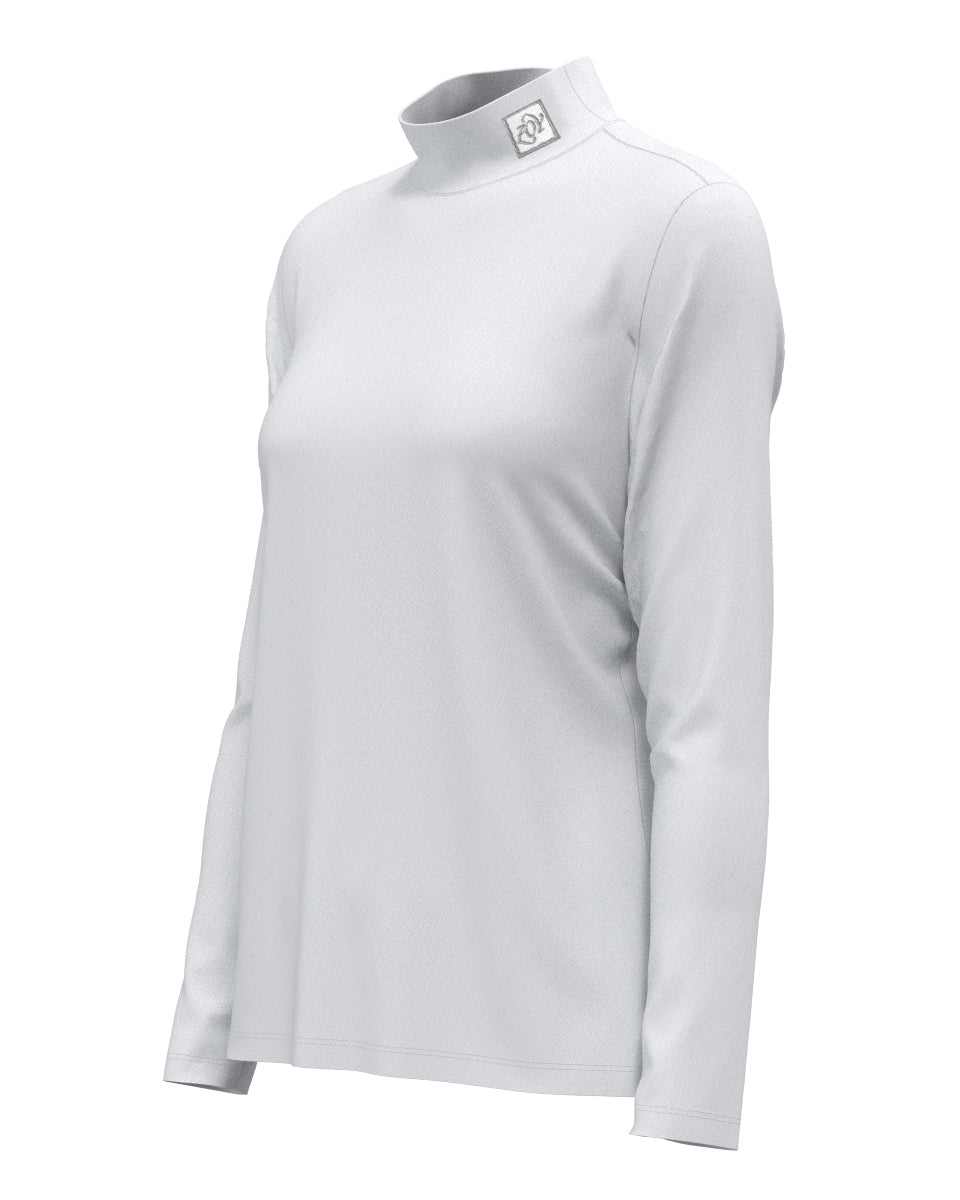 WOMEN C2C 36G PIN-KARIスムース 長袖モックネックシャツ シルバーグレー