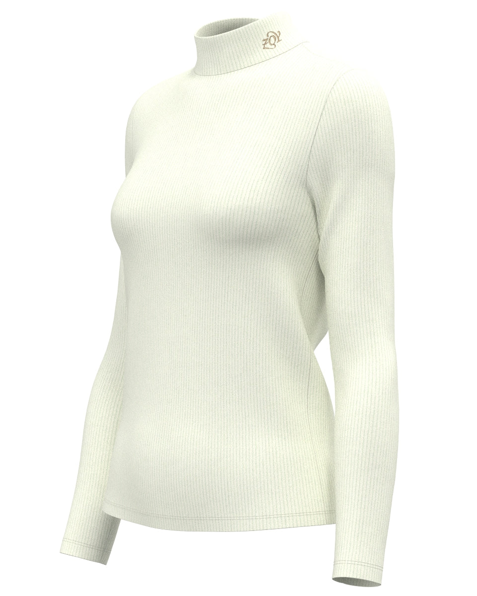 WOMEN Luxury Warm リブニット 長袖シャツ アイボリー