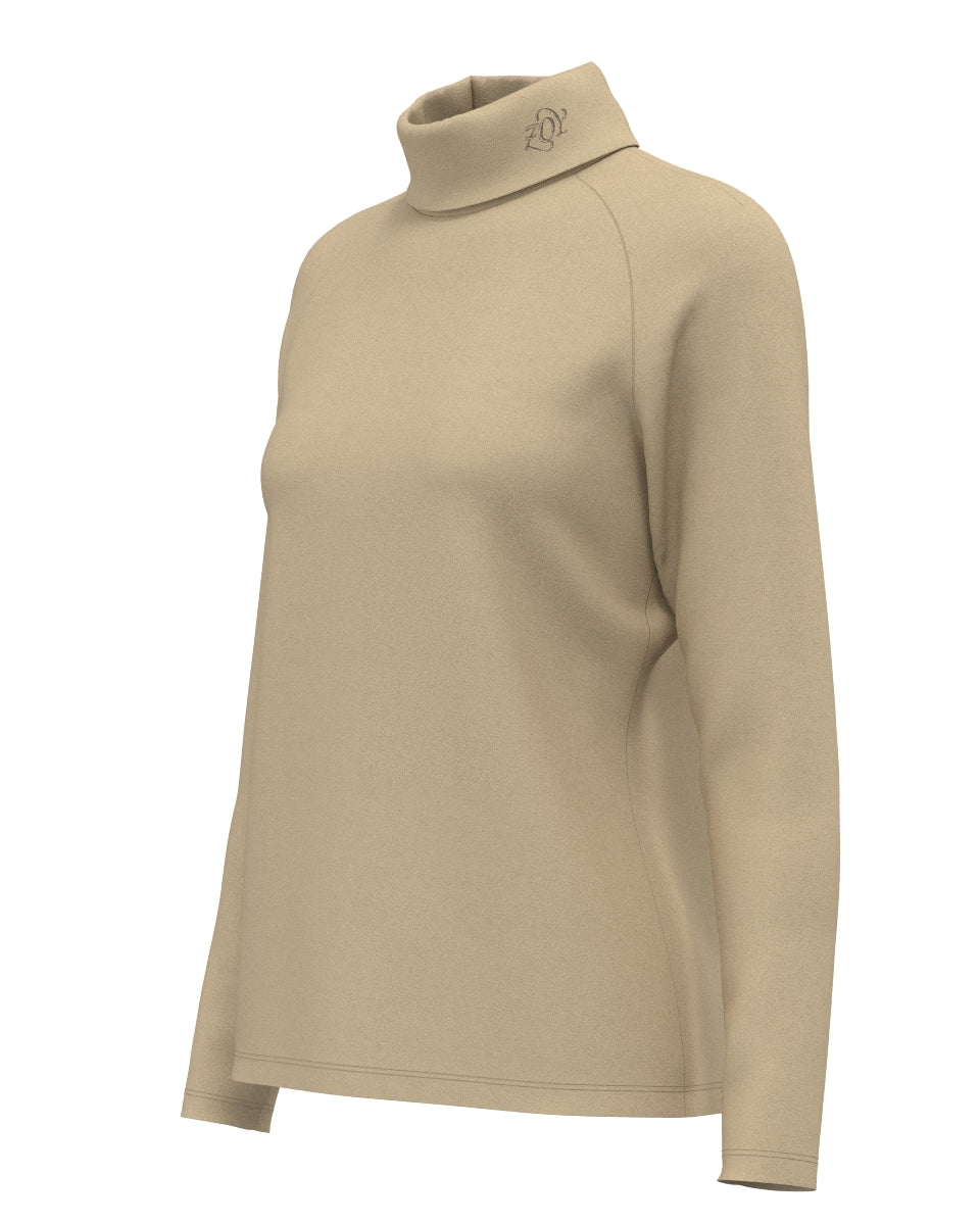 WOMEN IRM天竺×裏メッシュ 長袖モックネックシャツ サンドベージュ