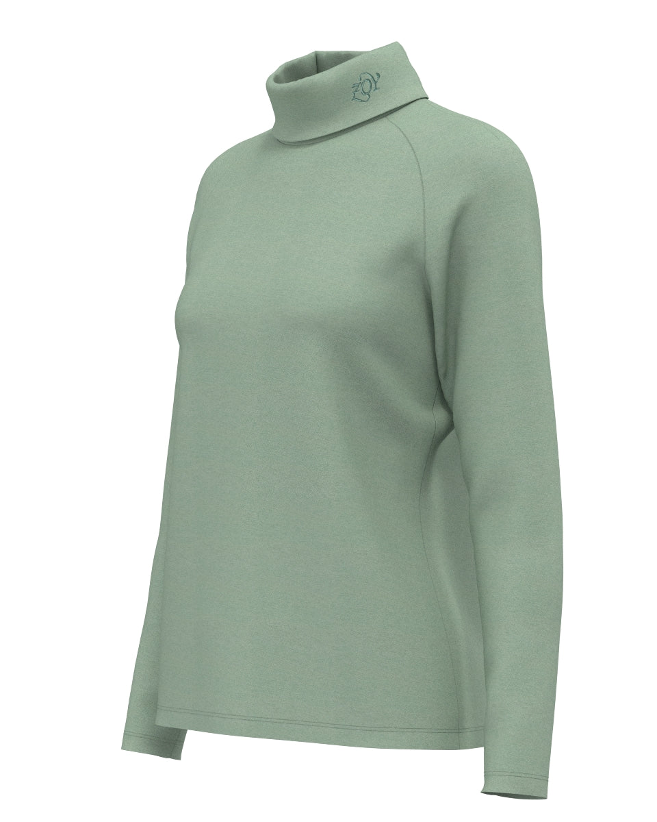 WOMEN IRM天竺×裏メッシュ 長袖モックネックシャツ フォレストフロッグ