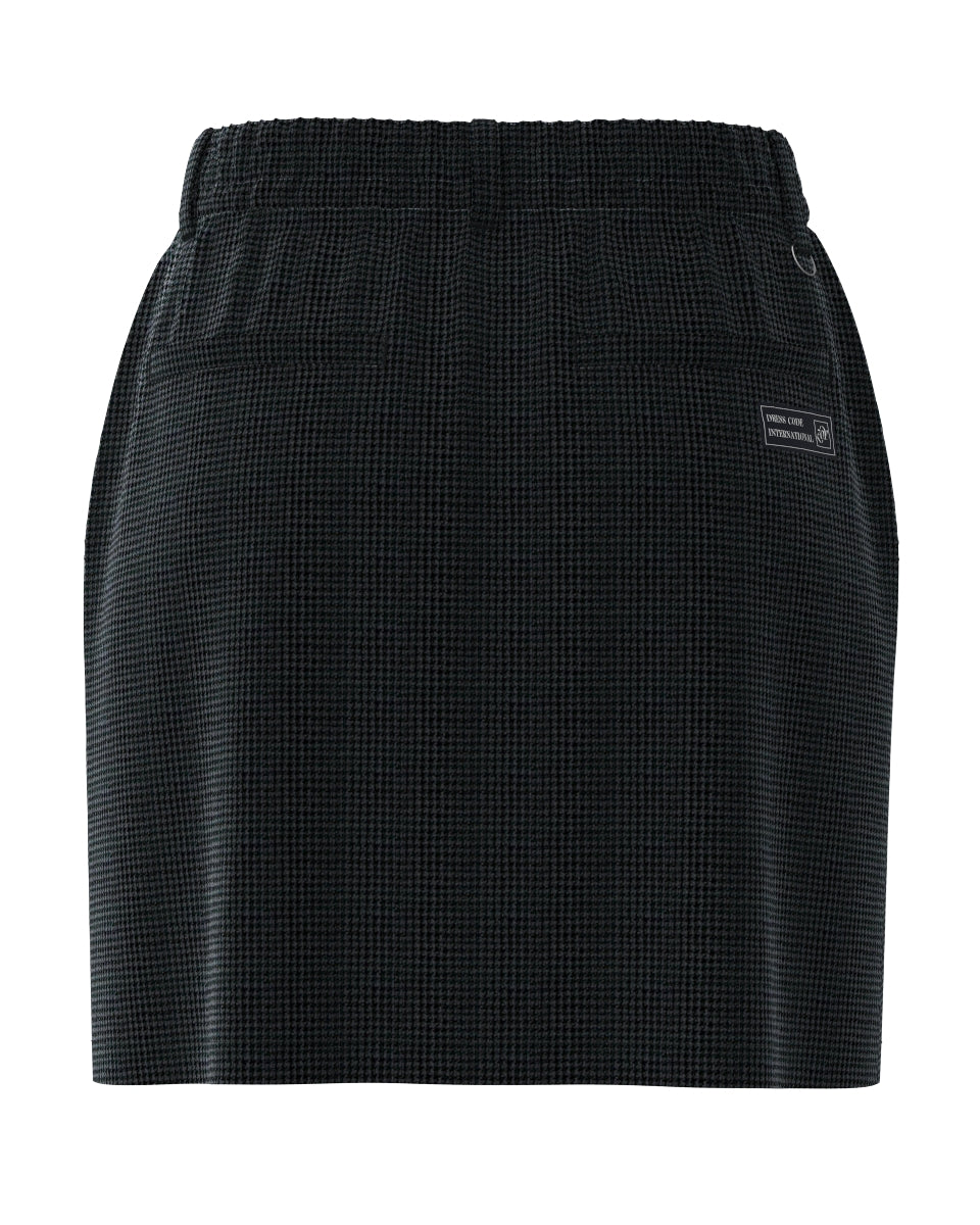 WOMEN VELVET KNIT 千鳥プリント スカート ダークブルーグレー