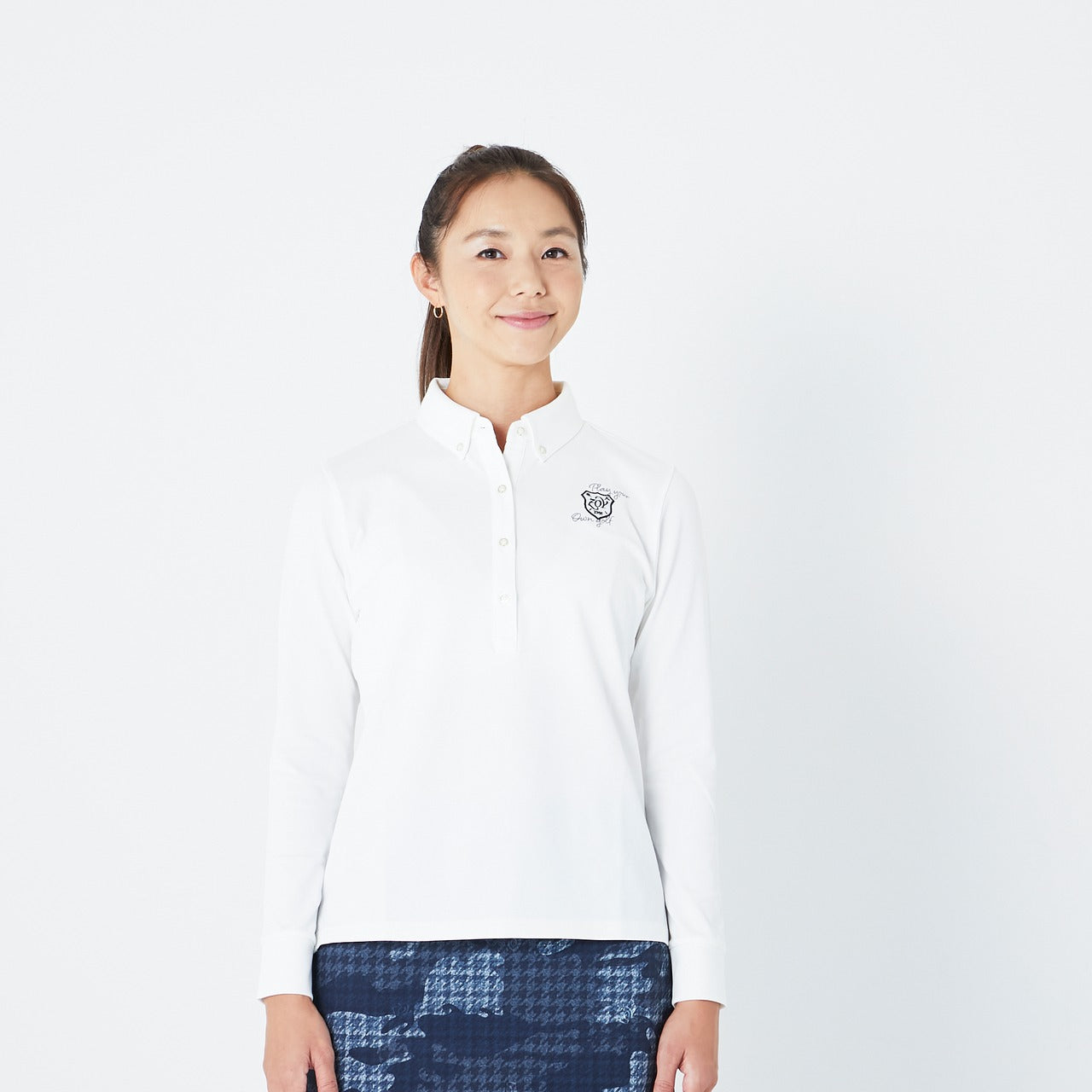 【通年】WOMEN ファンクショナルストレッチ鹿の子 長袖シャツ ホワイト 071729085