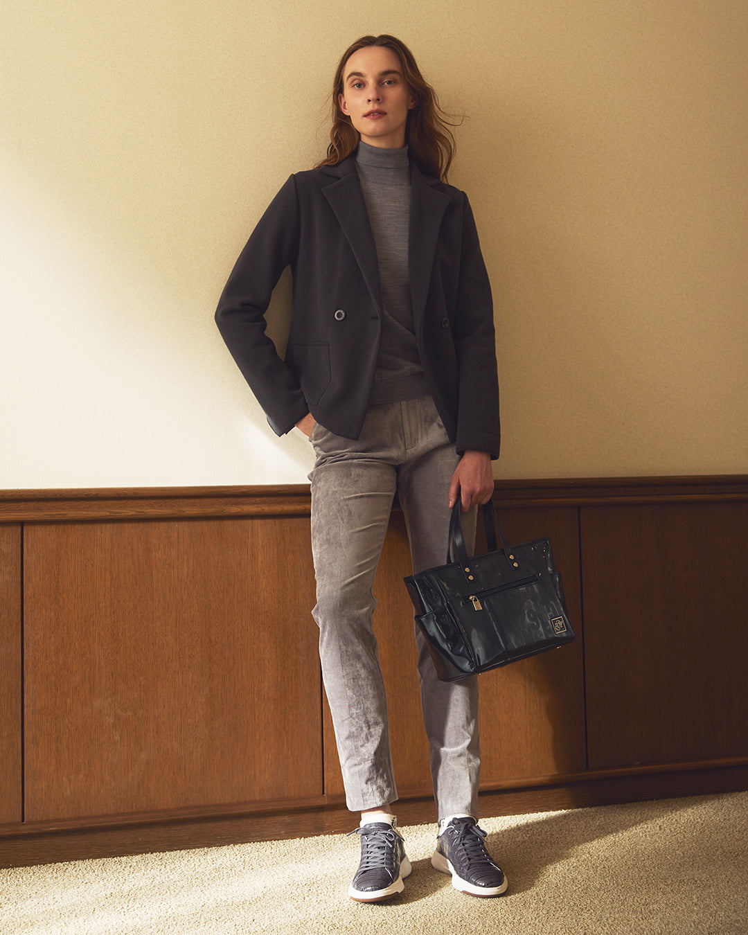 UNISEX エナメルカートバッグ ネイビー
