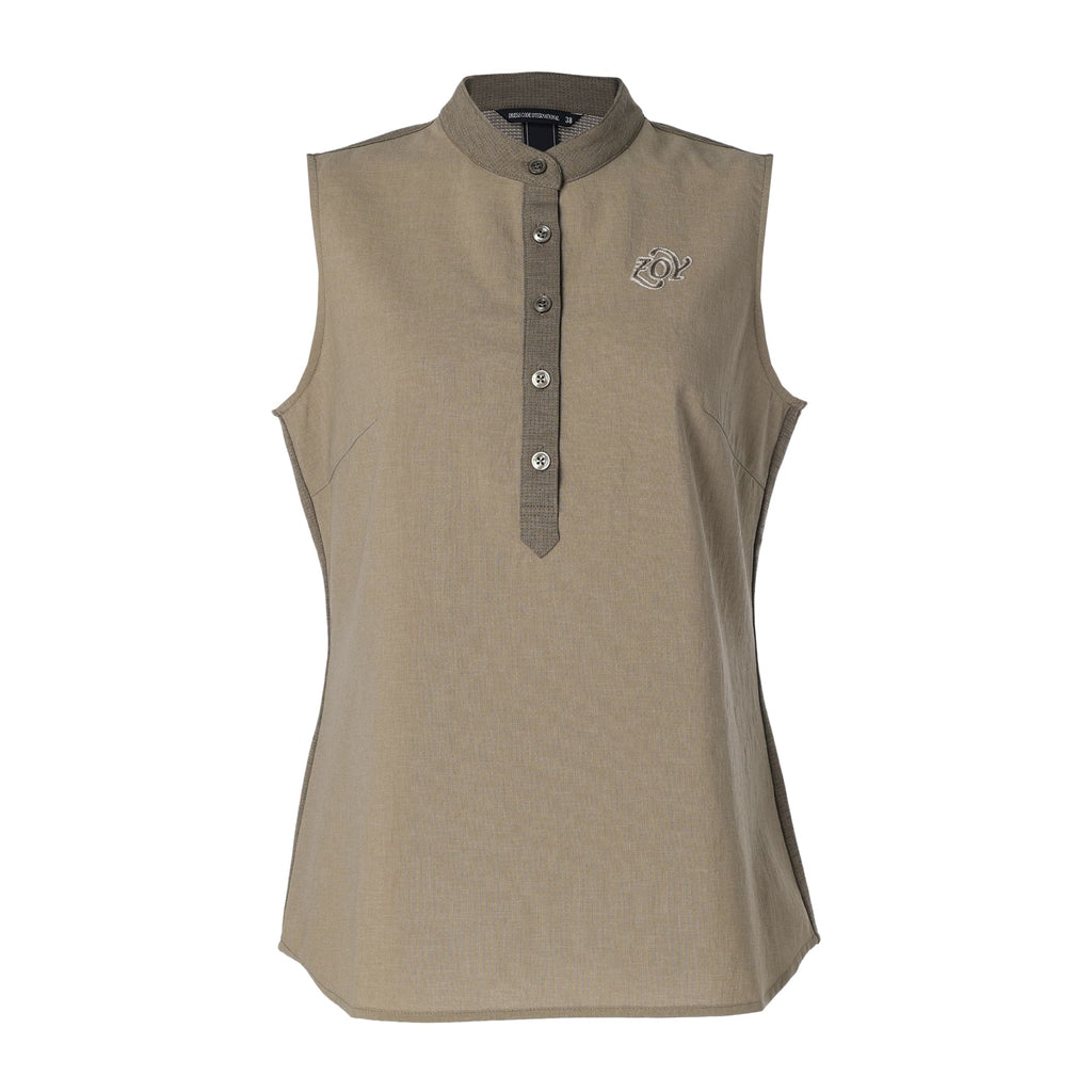 24SS】WOMENS DOT MESH COOL ヘンリーネックスリーブレスシャツ サンド 