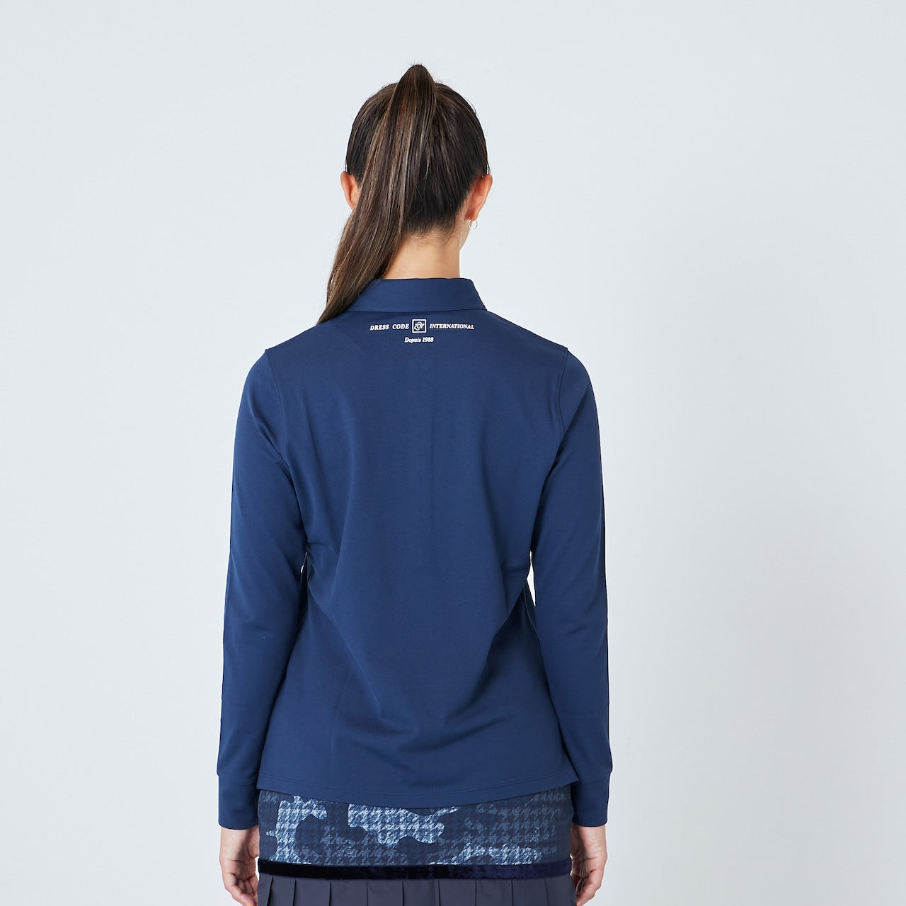 【通年】WOMEN ファンクショナルストレッチ鹿の子 長袖シャツ ネイビー 071729085