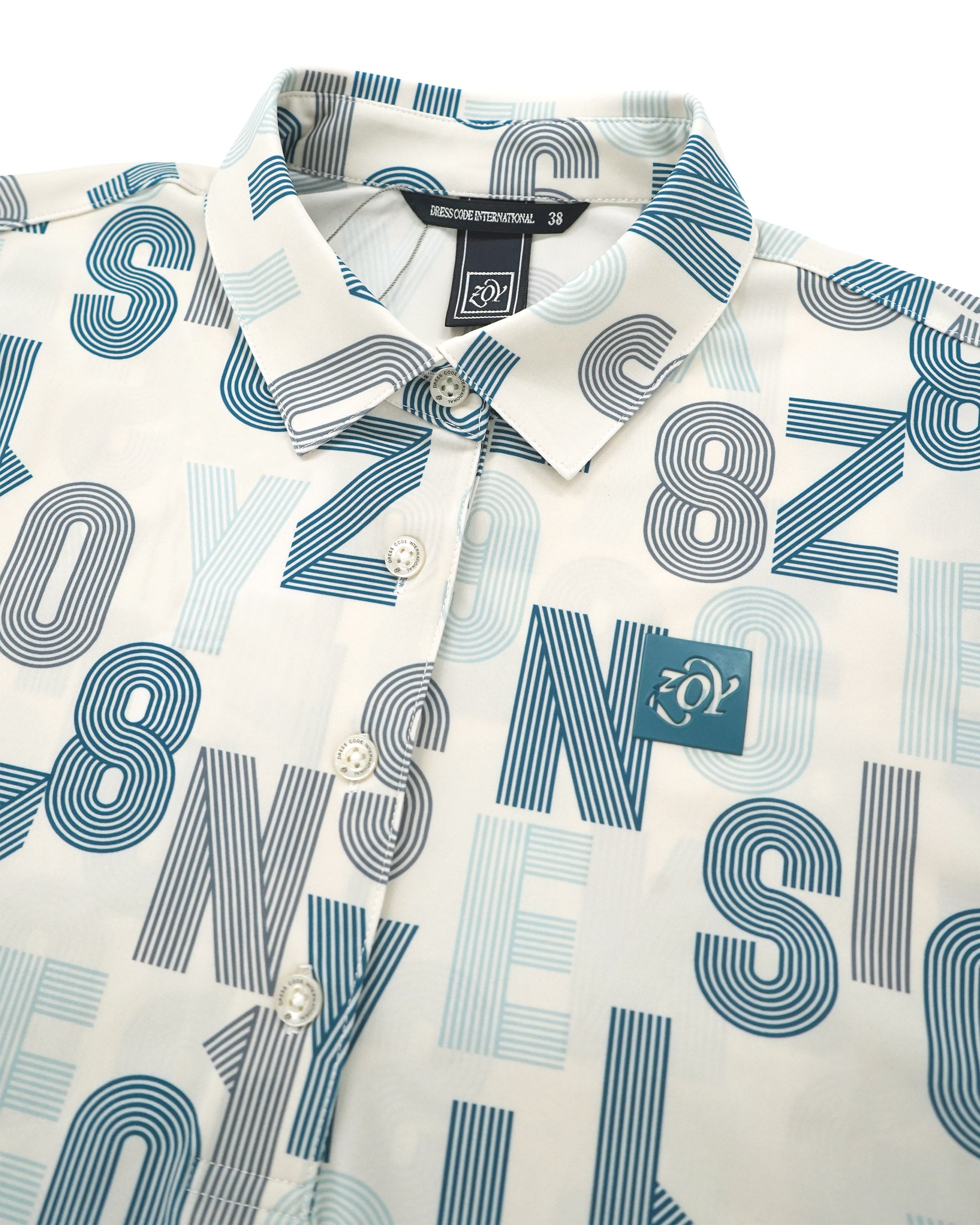 WOMEN Truck Logo Printed Short Sleeve Polo Shirt Marine Blue