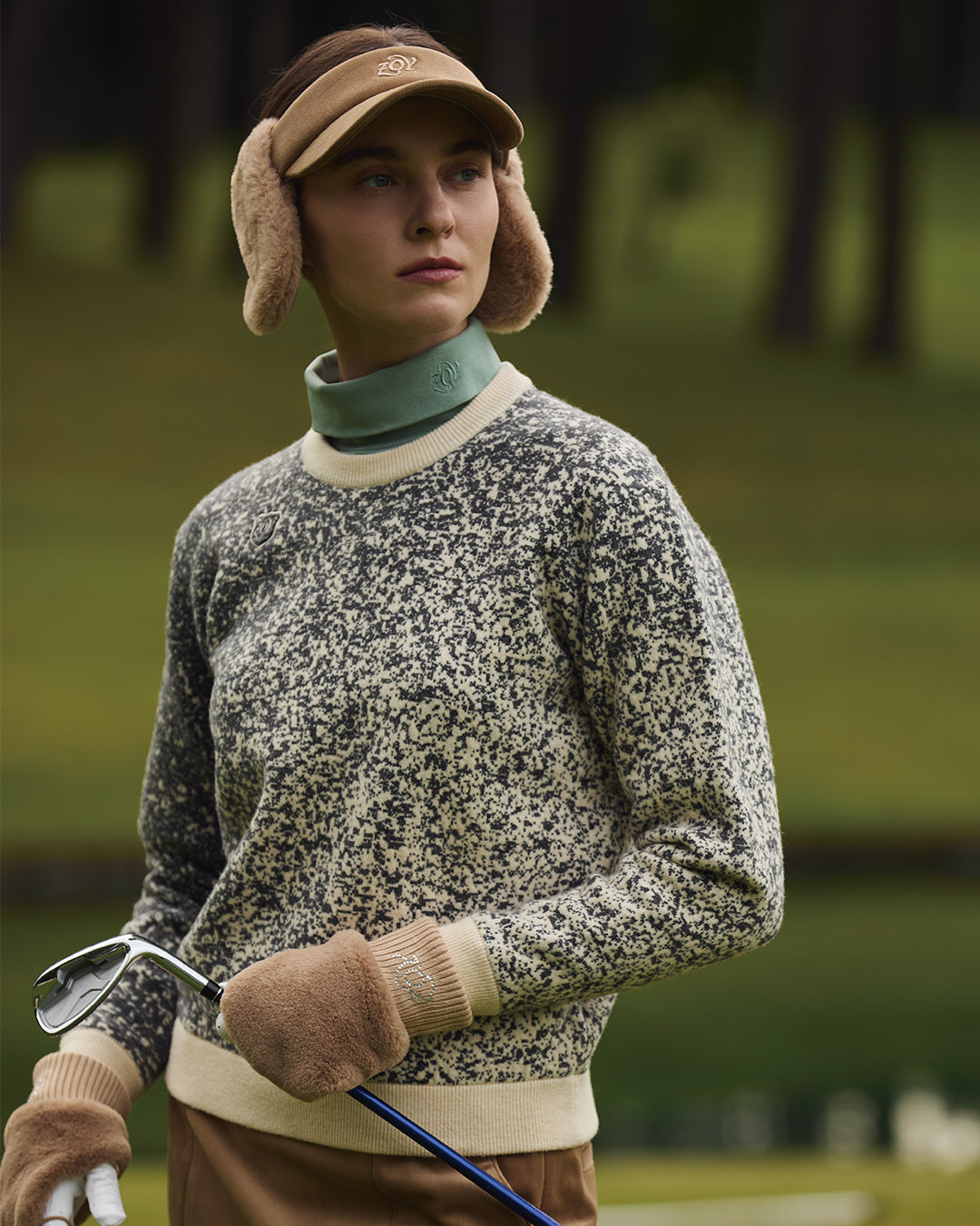WOMEN IRM天竺×裏メッシュ 長袖モックネックシャツ アーバングレー