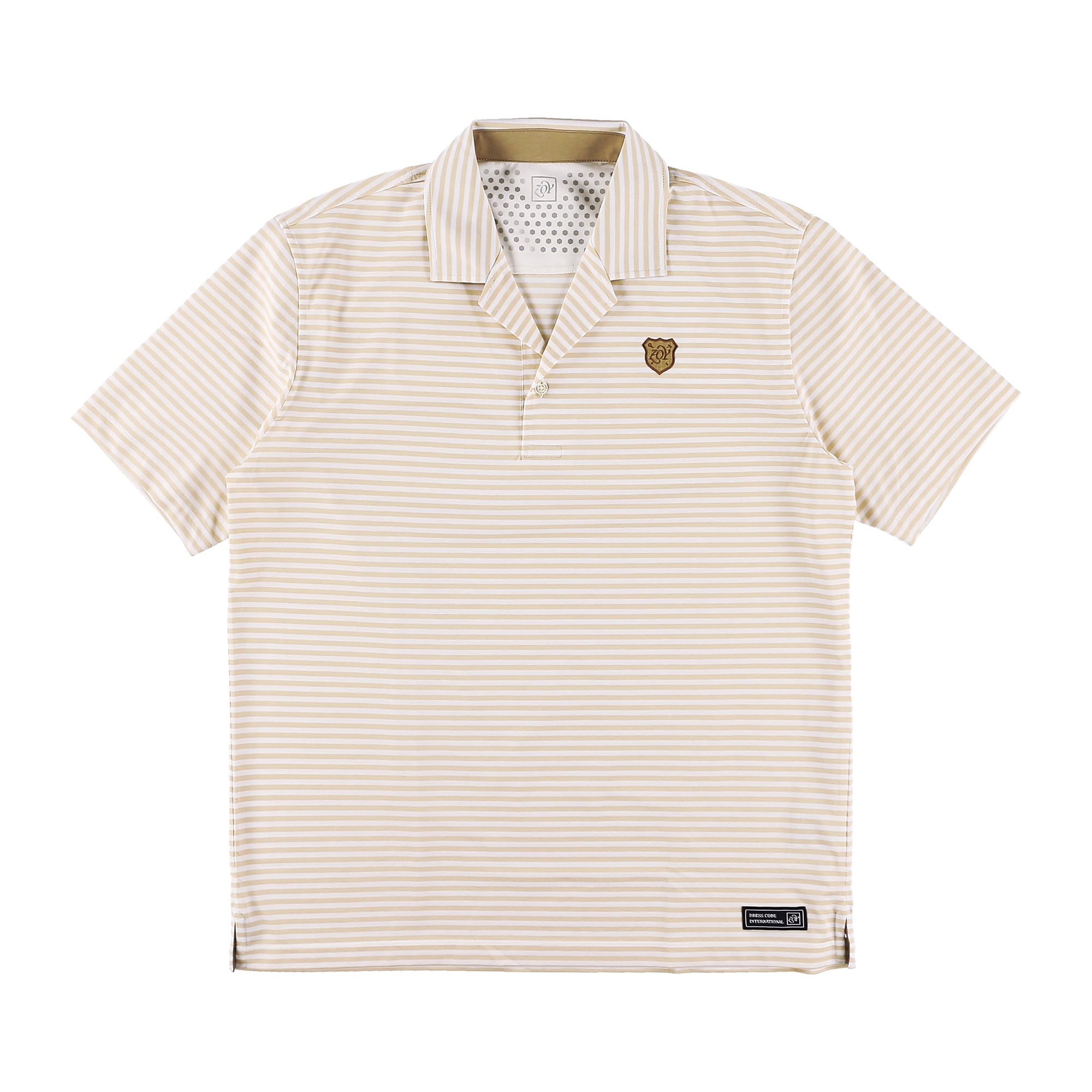 MEN Jersey Striped Short Sleeve Polo Shirt Beige 071432030