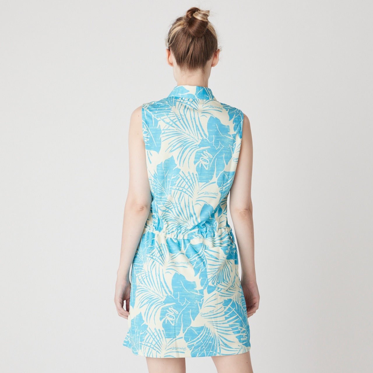WOMENS ステンシルリーフプリント ノースリーブワンピース ブルー 071622522 - ZOY OFFICIAL