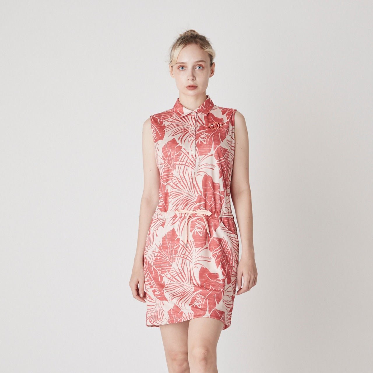 WOMENS ステンシルリーフプリント ノースリーブワンピース オレンジ 071622522 - ZOY OFFICIAL