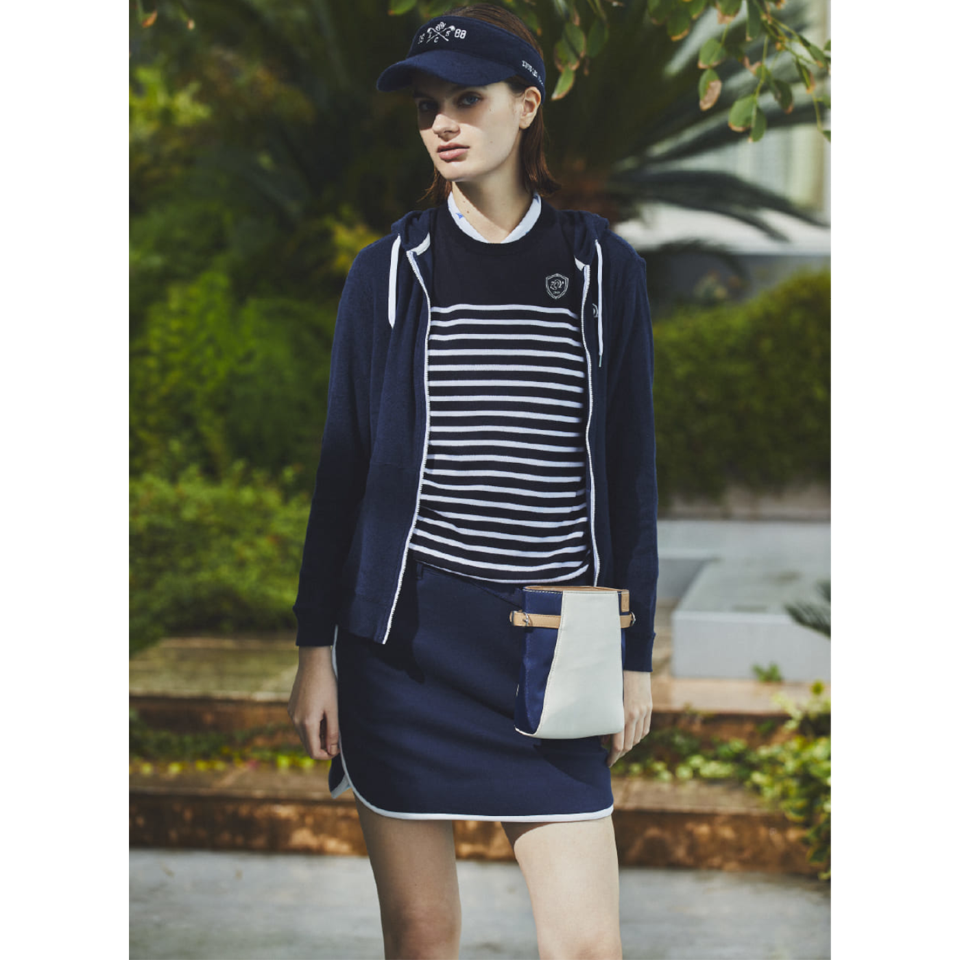 【25SS新作】WOMENS メランジオーガニックコットンパイル ZIPフーディー ネイビー 071652116