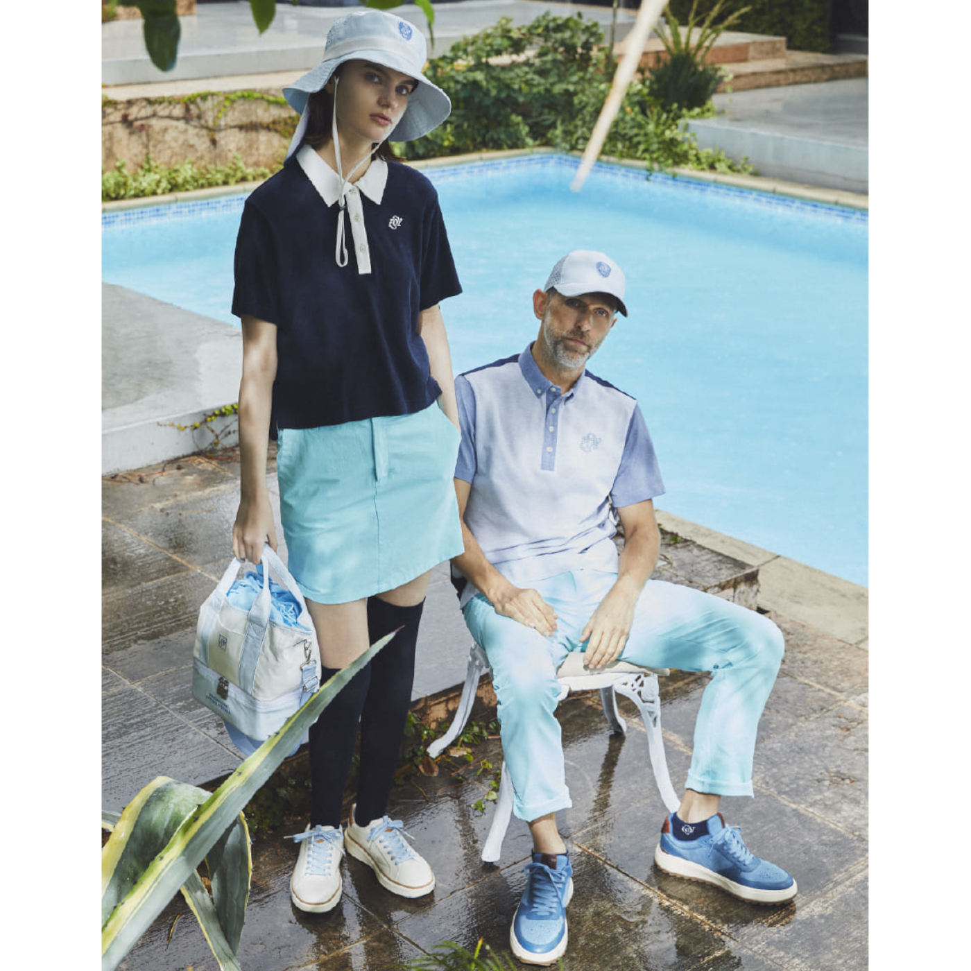 【25SS新作】MENS ガーメントダイリサイクルストレッチ ロングパンツ ペールアクア 071452402