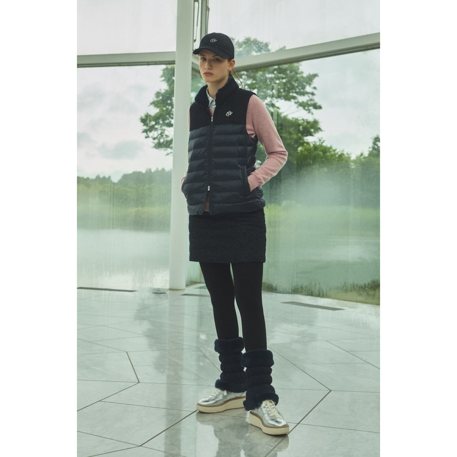 WOMEN LUXE ダウンベスト ネイビー