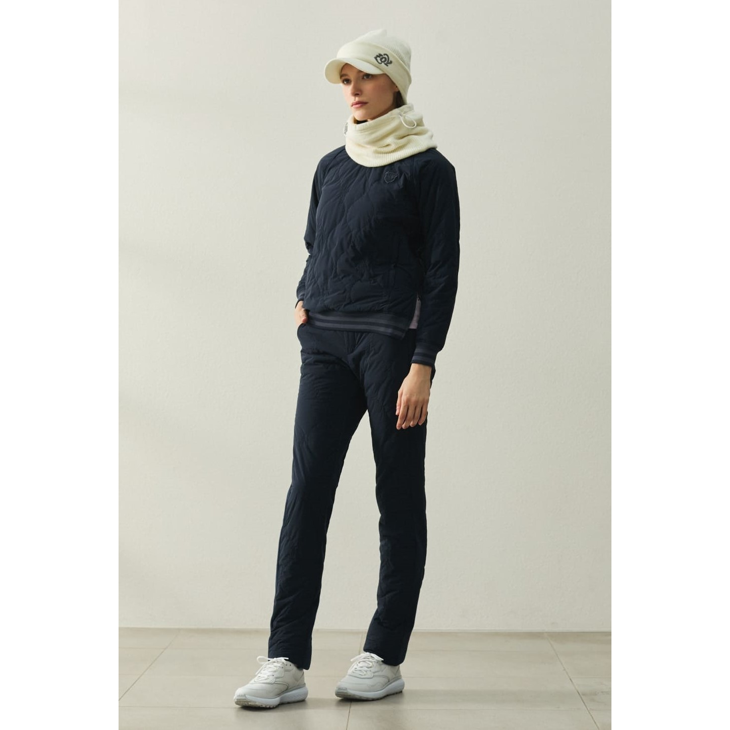 UNISEX Stretch Taffeta Quilted Sneed Jacket Navy