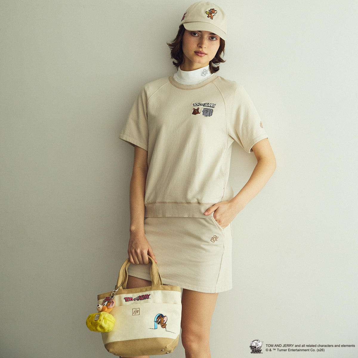 ZOY / TOM and JERRY / WOMEN コンパクトミニ裏毛 スカート ベージュ