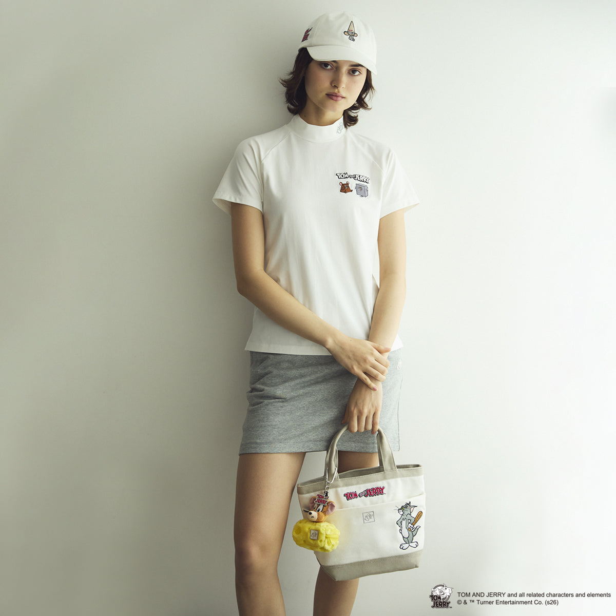 ZOY / TOM and JERRY  / WOMEN コンパクトミニ裏毛 スカート グレー