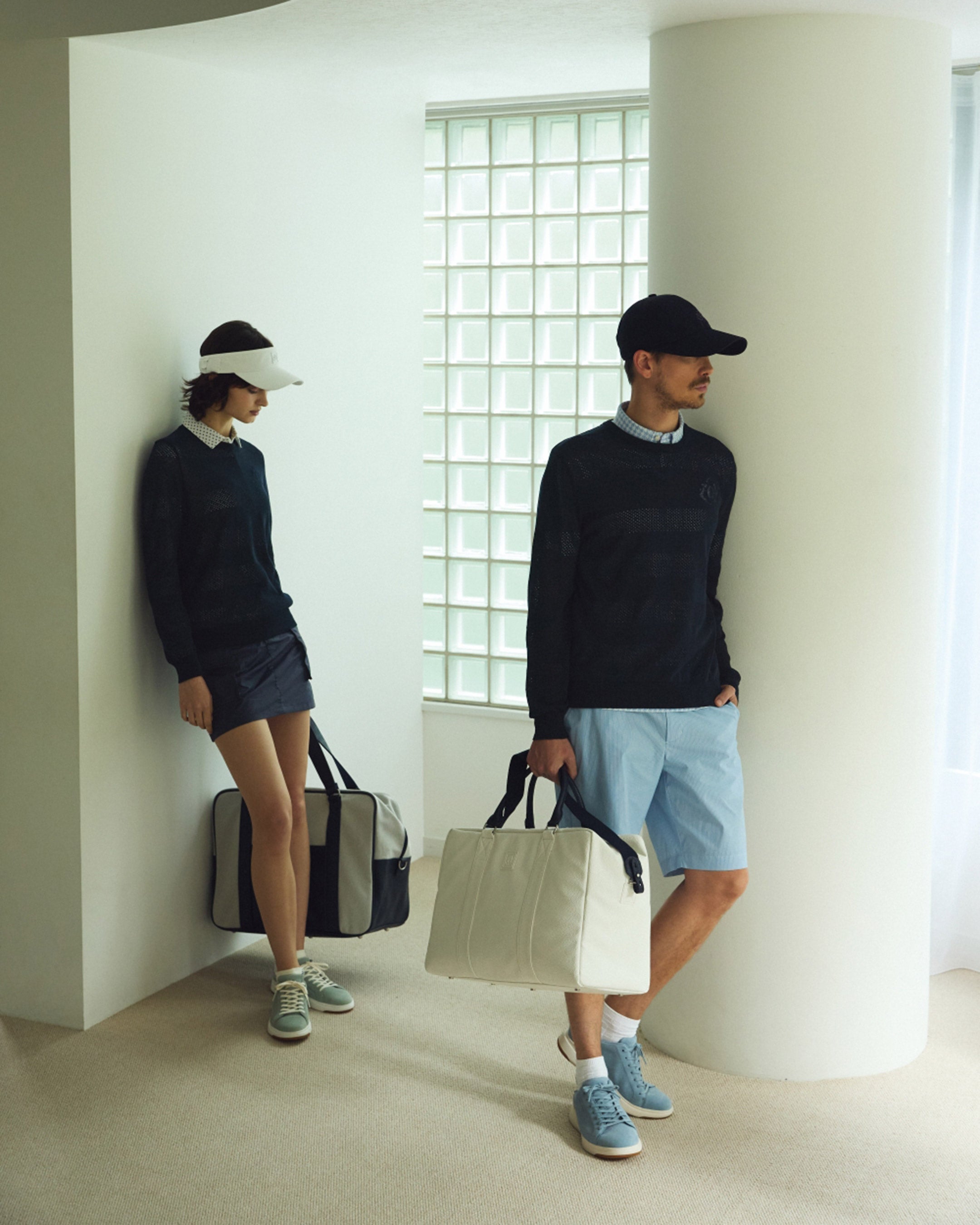 UNISEX キャンバスボストンバッグ ネイビー