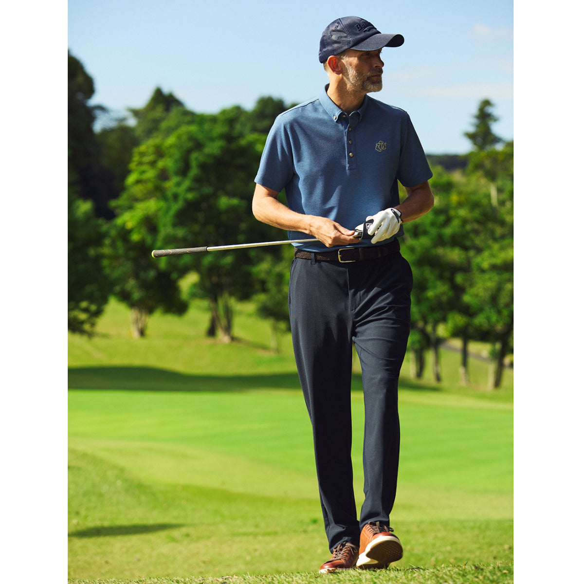 MEN TRICOT AIR MESH ロングパンツ ネイビー